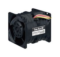 SANYO DENKI 9CRHA0812P8J001 DC Axial Fan, 12 V, Square, 80 mm, 80 mm, Precision Ball Bearing, 199 CFM