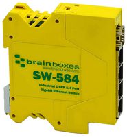BRAINBOXES SW-584 Switch, 5 Ports, Industrial, Gigabit Ethernet, DIN Rail, RJ45 x 4, SFP x 1